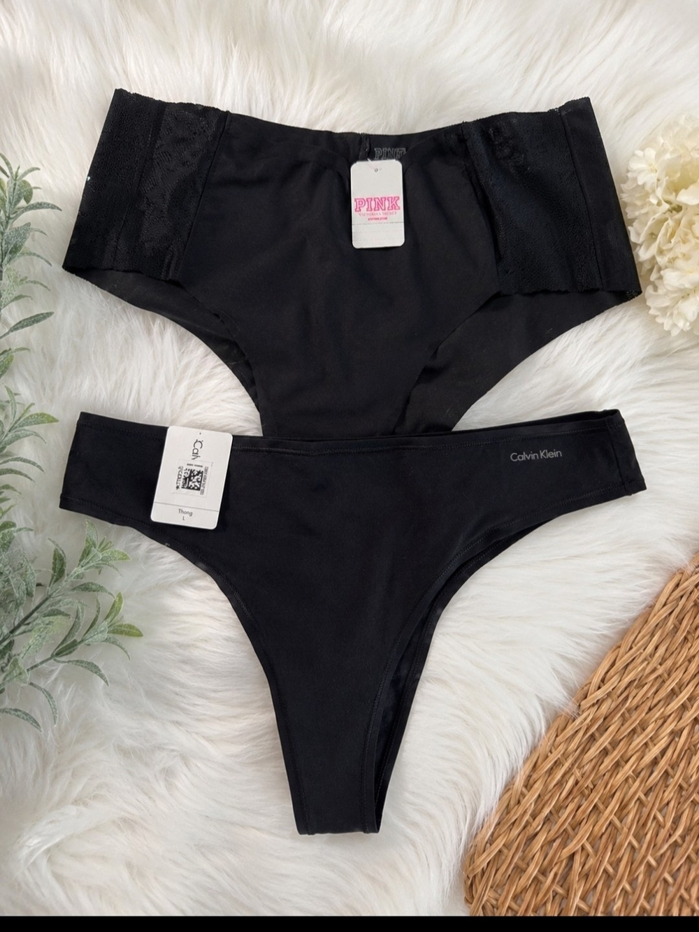 Victoria's Secret PINK & Calvin Klein Black Bikini and Thong Set-NEW WITH TAGS